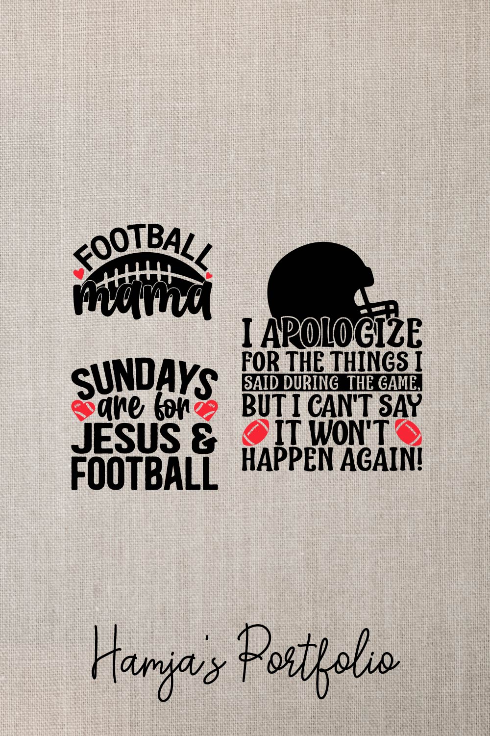 Football Typography bundle pinterest preview image.