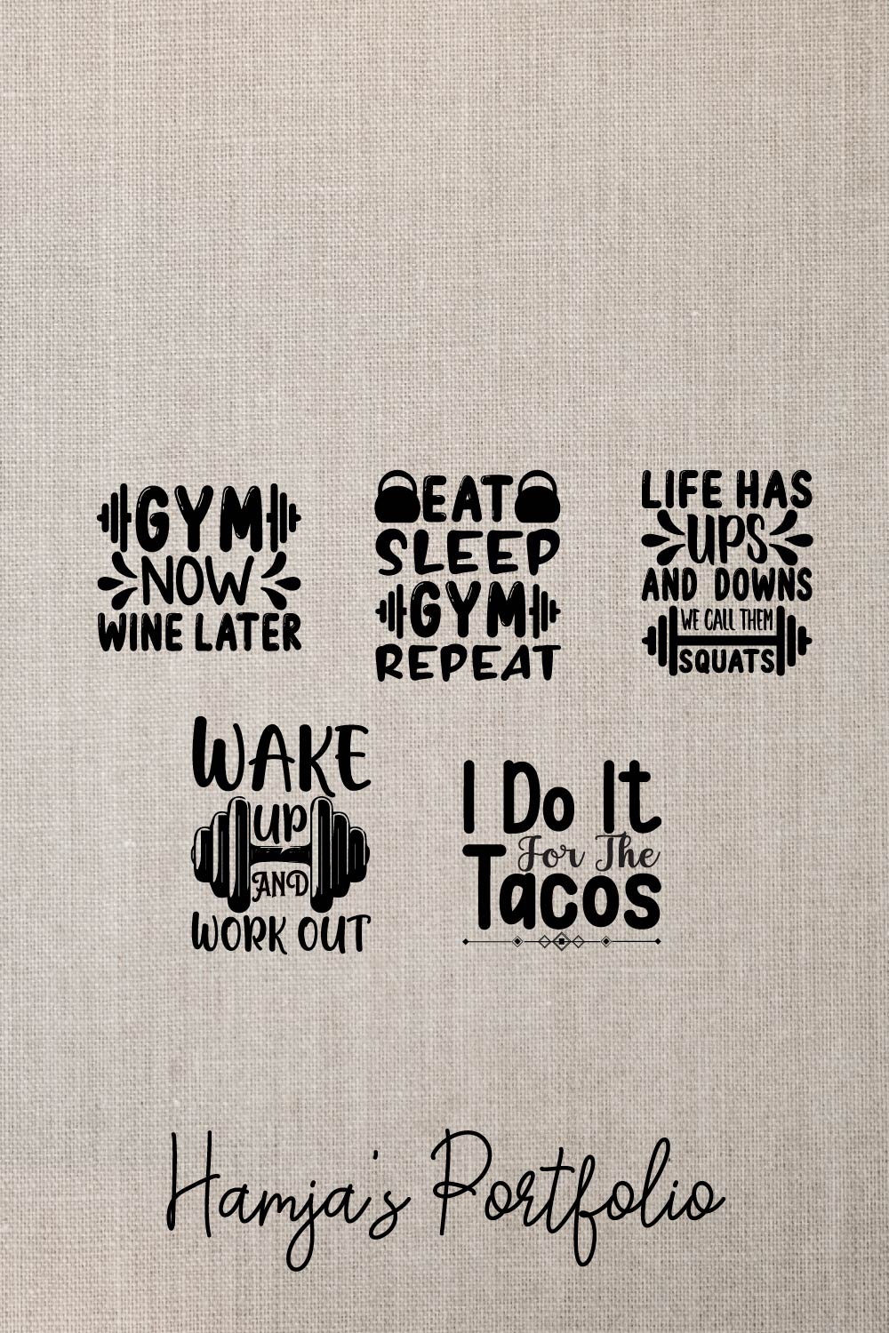 Gym Typography Svg pinterest preview image.