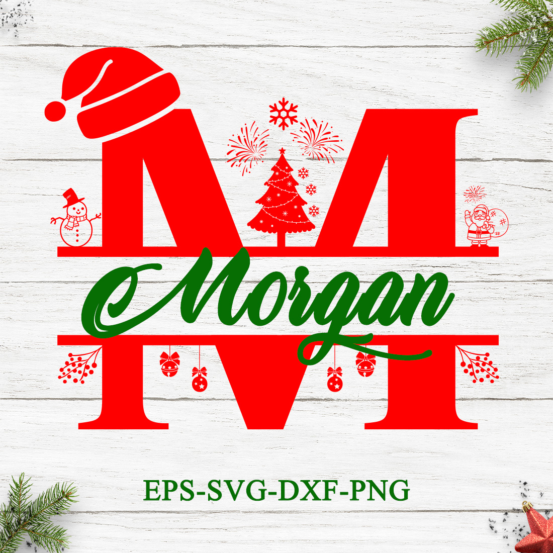 Christmas Monogram, Silhouette with Christmas symbols, Christmas logo, Christmas Design for Print, Screen Print T-Shirt cover image.