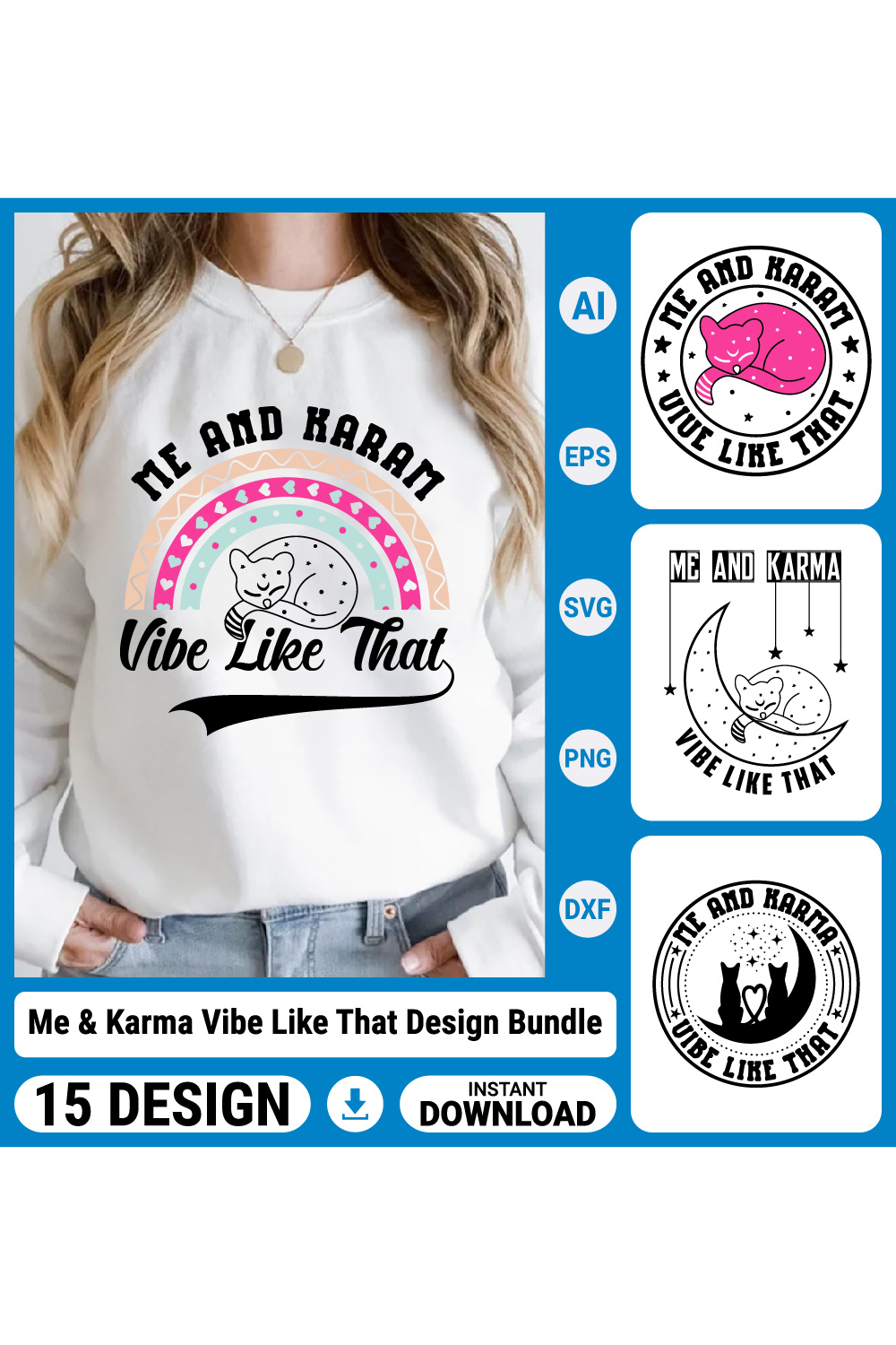 Me & Karma Vibe Like That Midnights SVG Bundle Design, Me and Karma Vibe Like That T-shirt, Funny Tee, Gifts for Her, Cute Tshirt, Friends pinterest preview image.