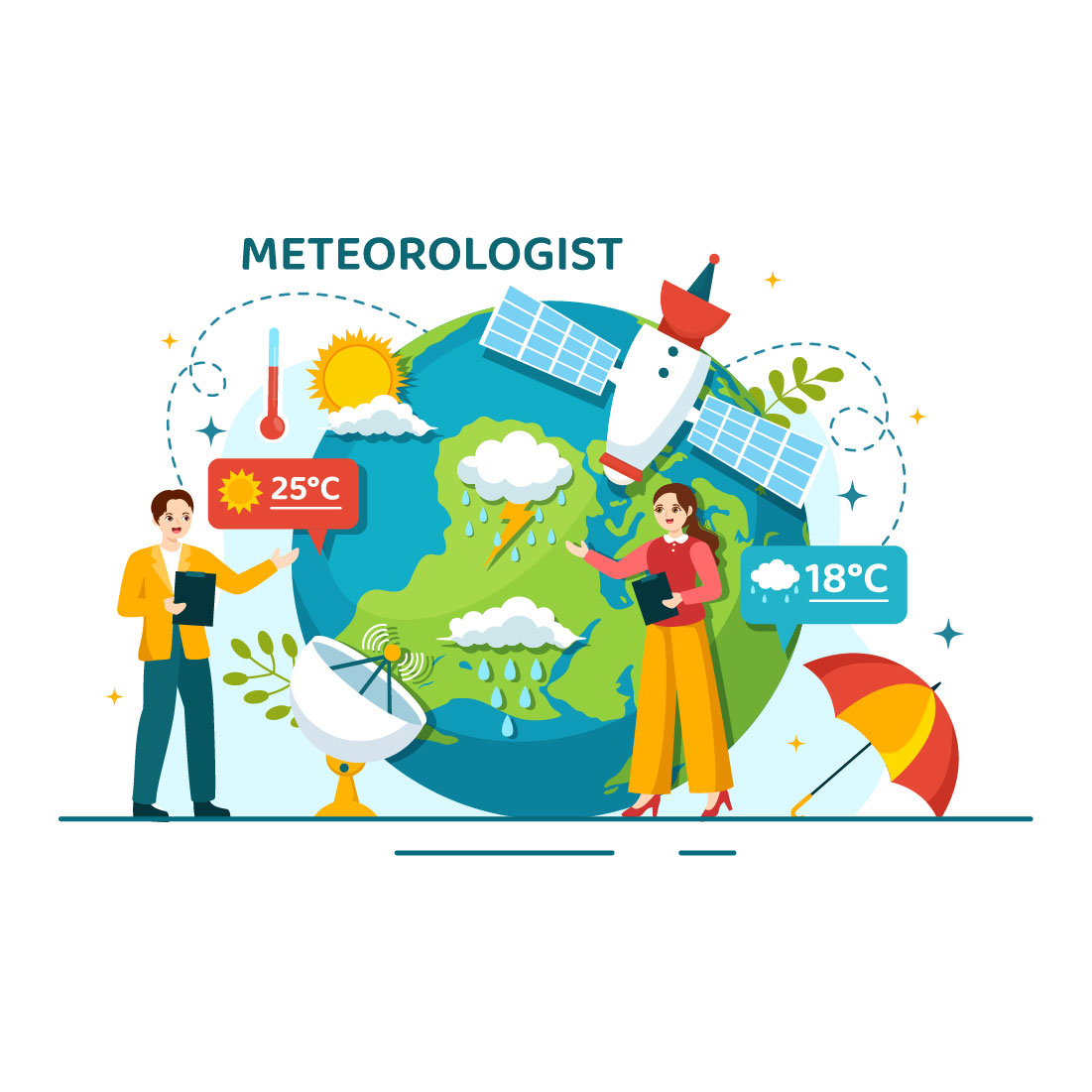14 Meteorologist Vector Illustration preview image.