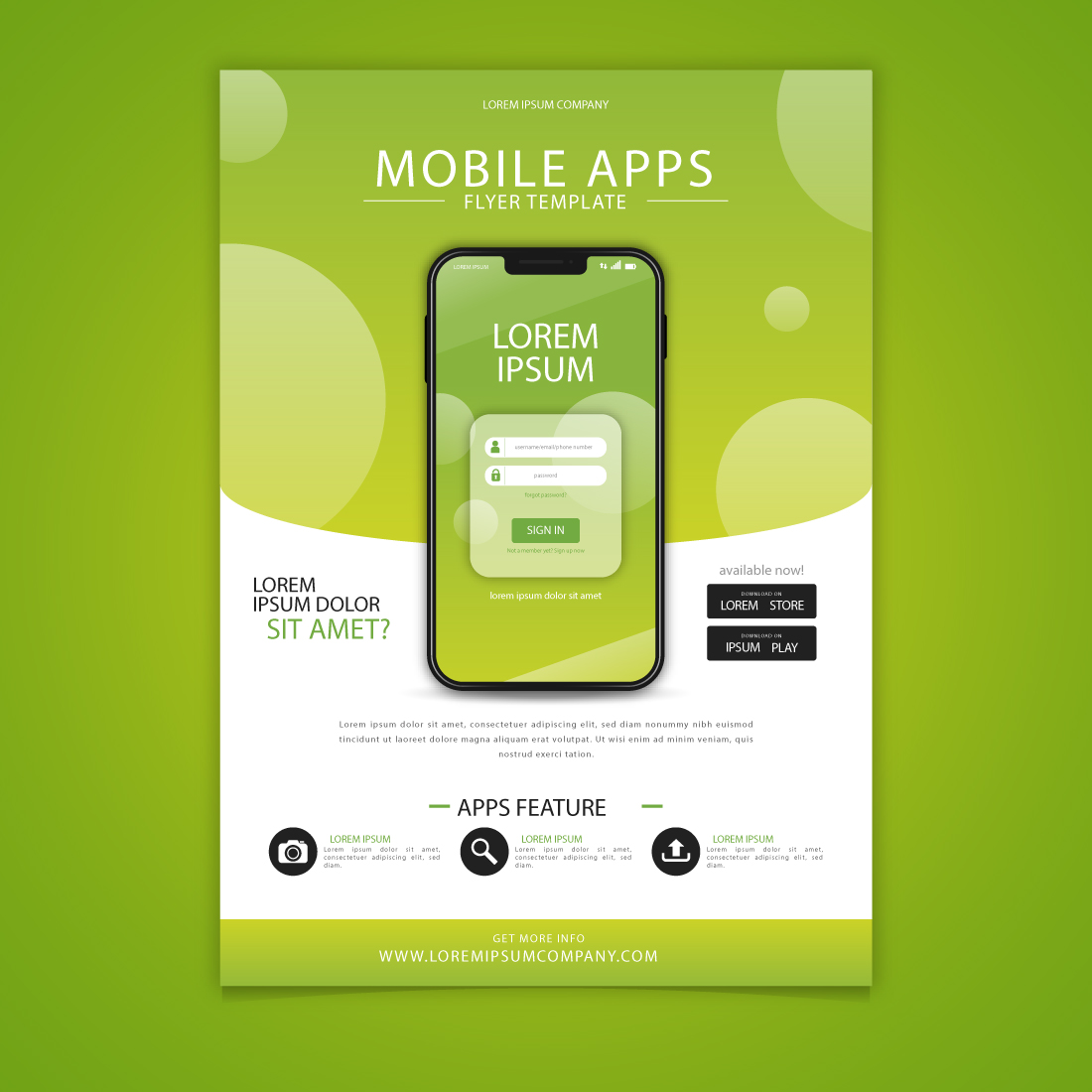 Mobile app flyer template preview image.