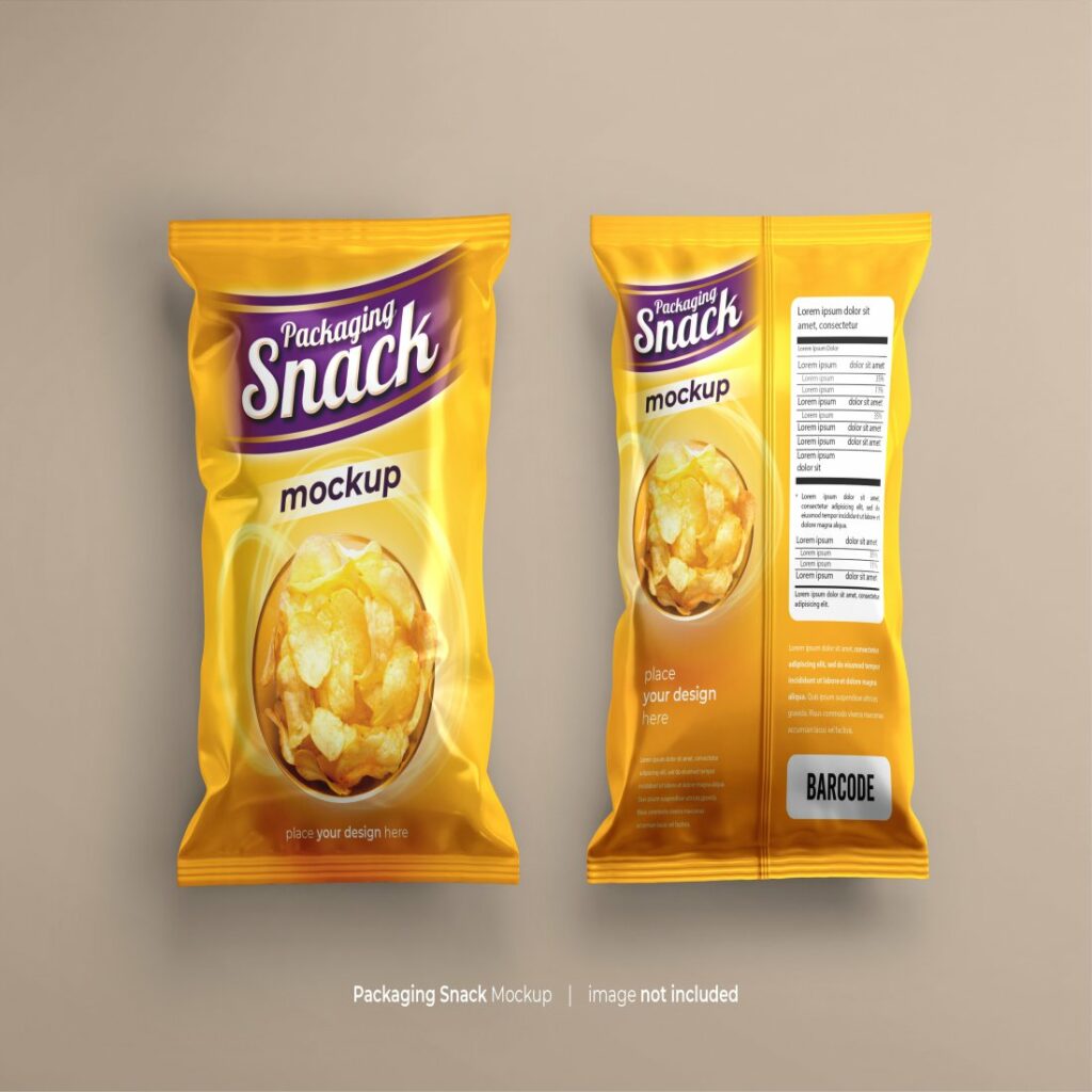 Packaging Mockup, Nylon Mockup, Plastic Bag, Foil, Foil mockup, snack