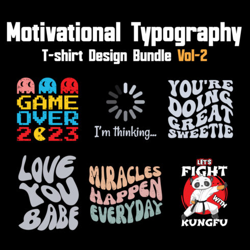 Motivational Typography T-shirt Design Bundle Vol-2 cover image.