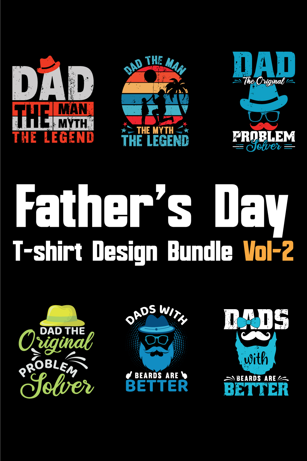 Father's Day T-shirt Design Bundle Vol-2 pinterest preview image.