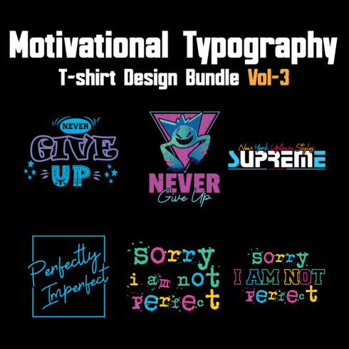 Motivational Typography T-shirt Design Bundle Vol-3 cover image.