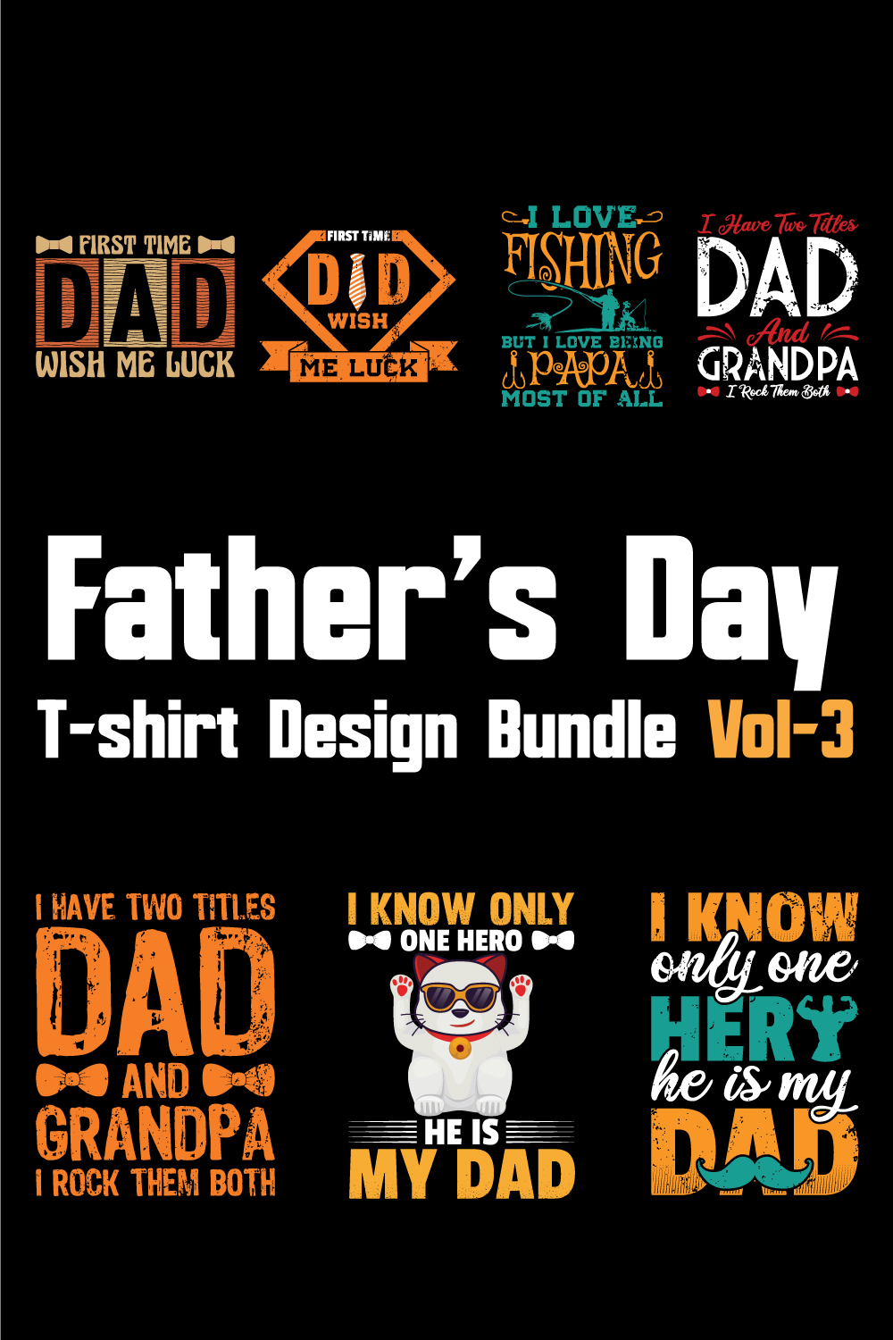 Father's Day T-shirt Design Bundle Vol-3 pinterest preview image.