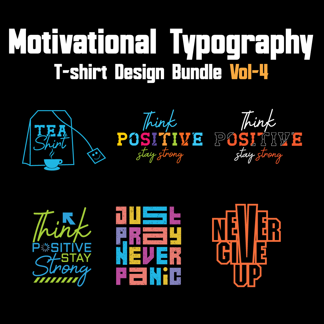 Motivational Typography T-shirt Design Bundle Vol-4 cover image.