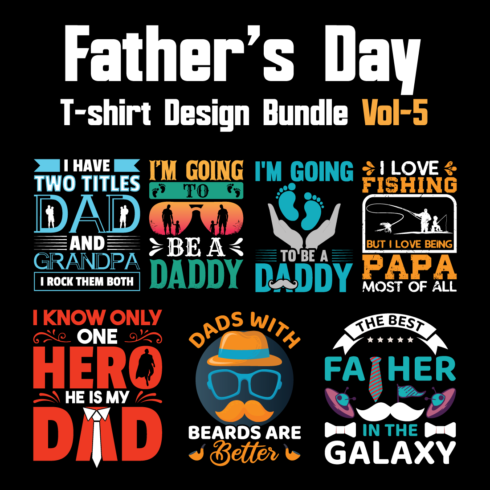 Father's Day T-shirt Design Bundle Vol-5 cover image.