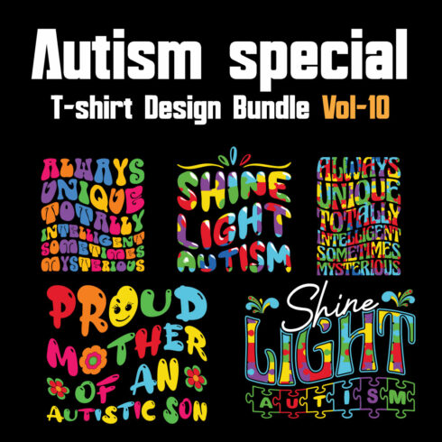 Autism Special T-shirt Design Bundle Vol-10 cover image.