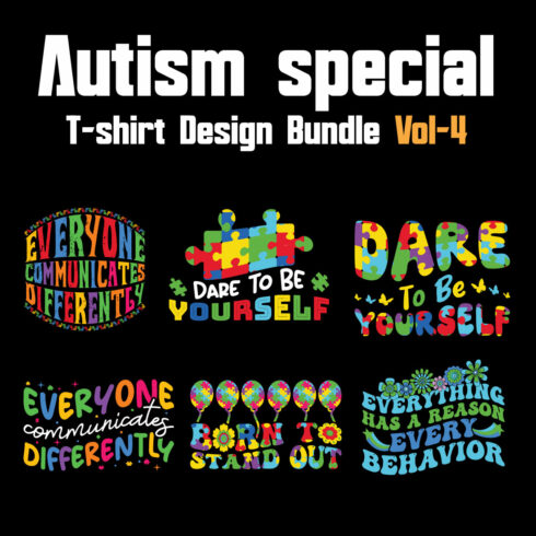 Autism Special T-shirt Design Bundle Vol-4 cover image.