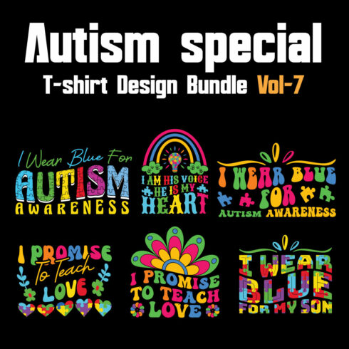 Autism Special T-shirt Design Bundle Vol-7 cover image.