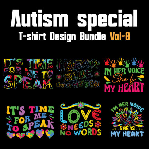 Autism Special T-shirt Design Bundle Vol-8 cover image.