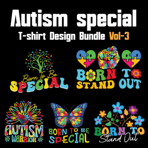 Autism Special T-shirt Design Bundle Vol-3 cover image.