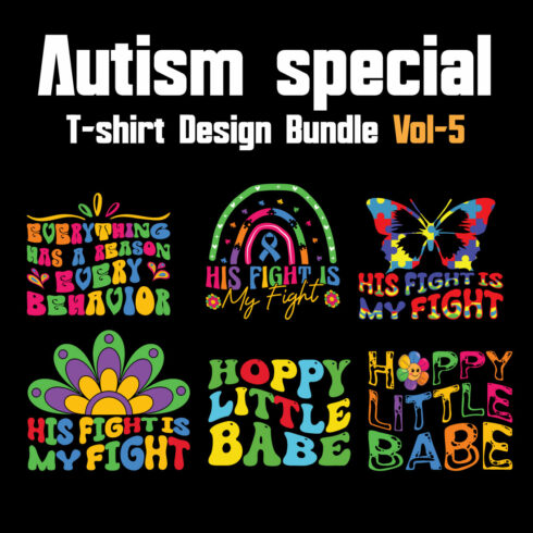 Autism Special T-shirt Design Bundle Vol-5 cover image.