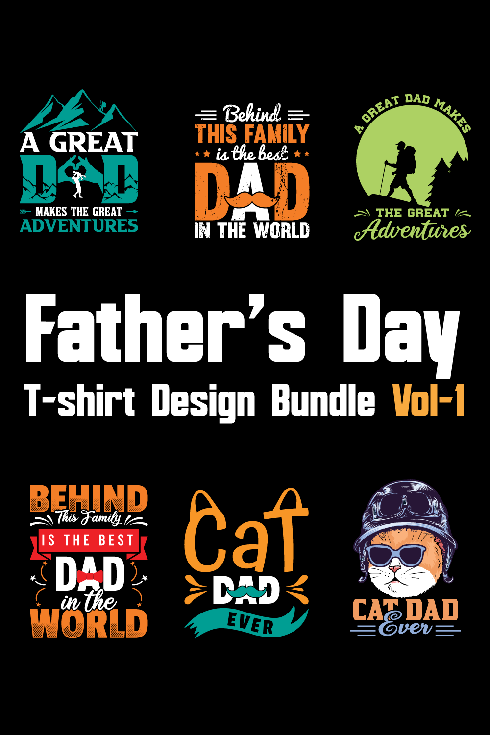 Father's Day T-shirt Design Bundle Vol-1 pinterest preview image.