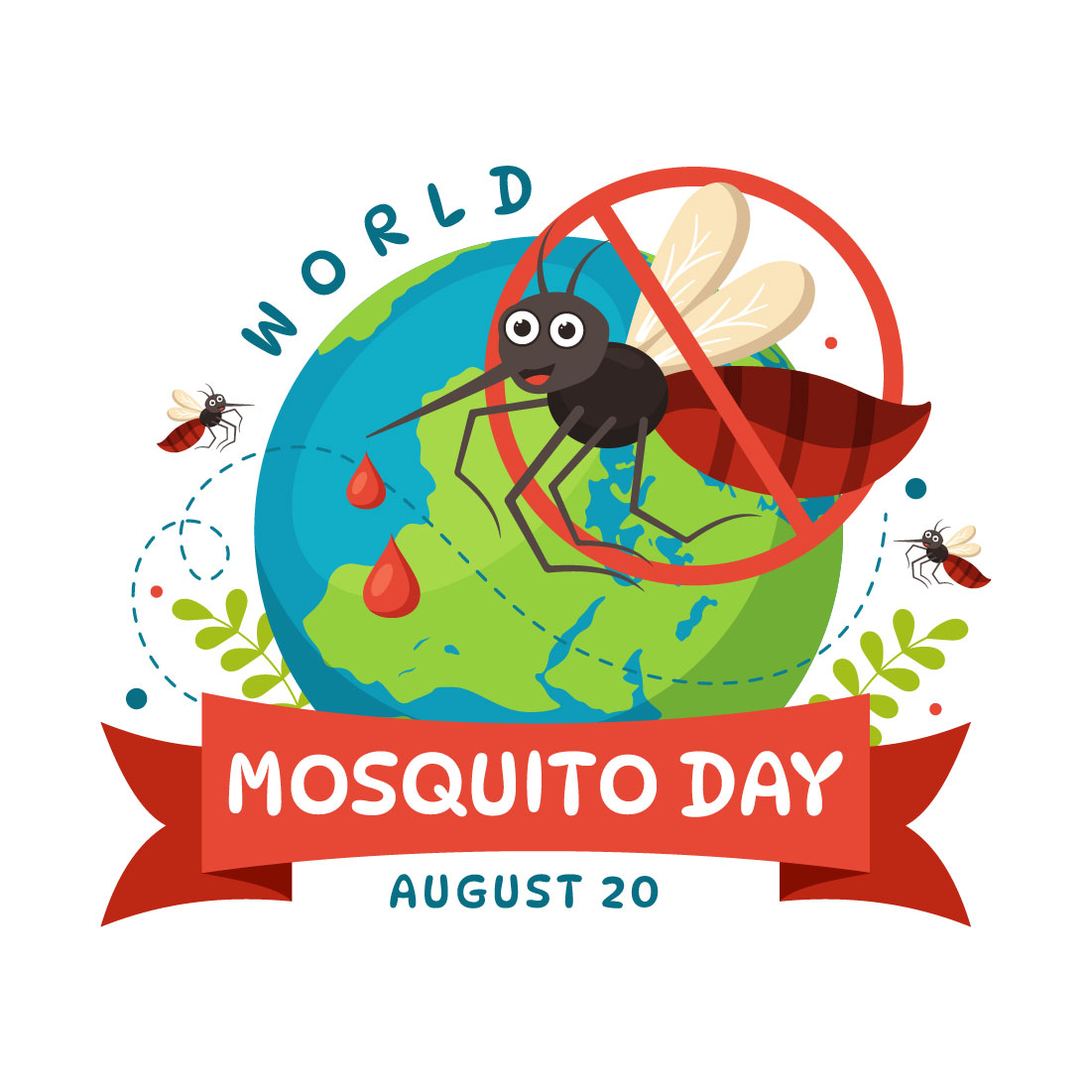 15 World Mosquito Day Illustration preview image.