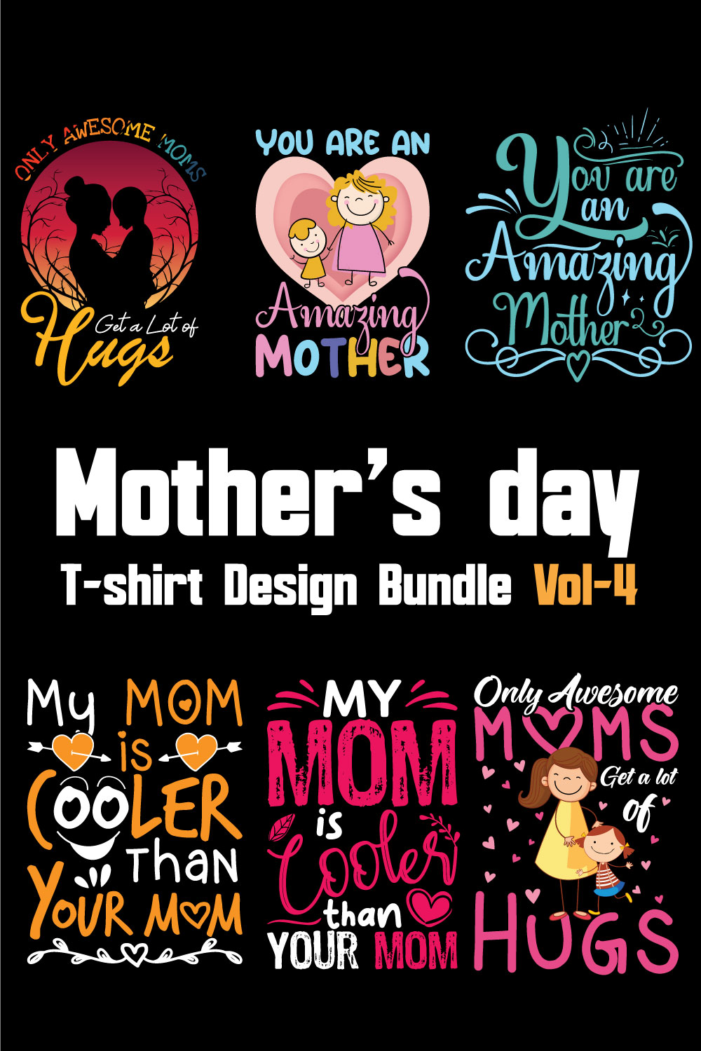 Mother's Day T-shirt Design Bundle Vol-4 pinterest preview image.