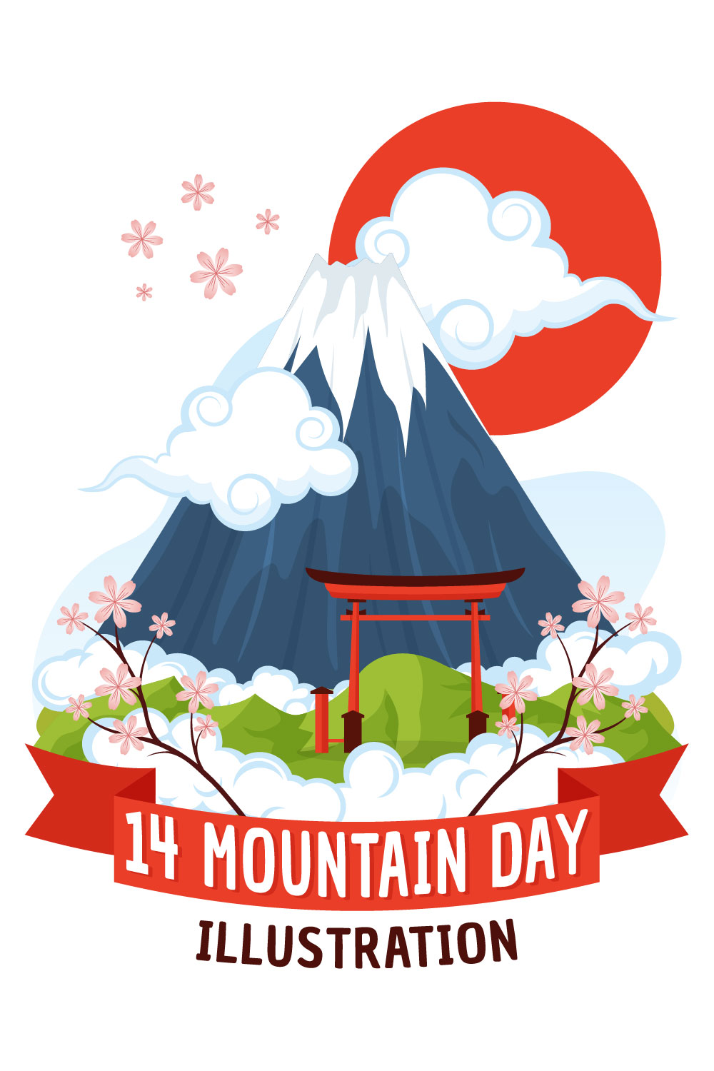 14 Mountain Day in Japan Illustration pinterest preview image.