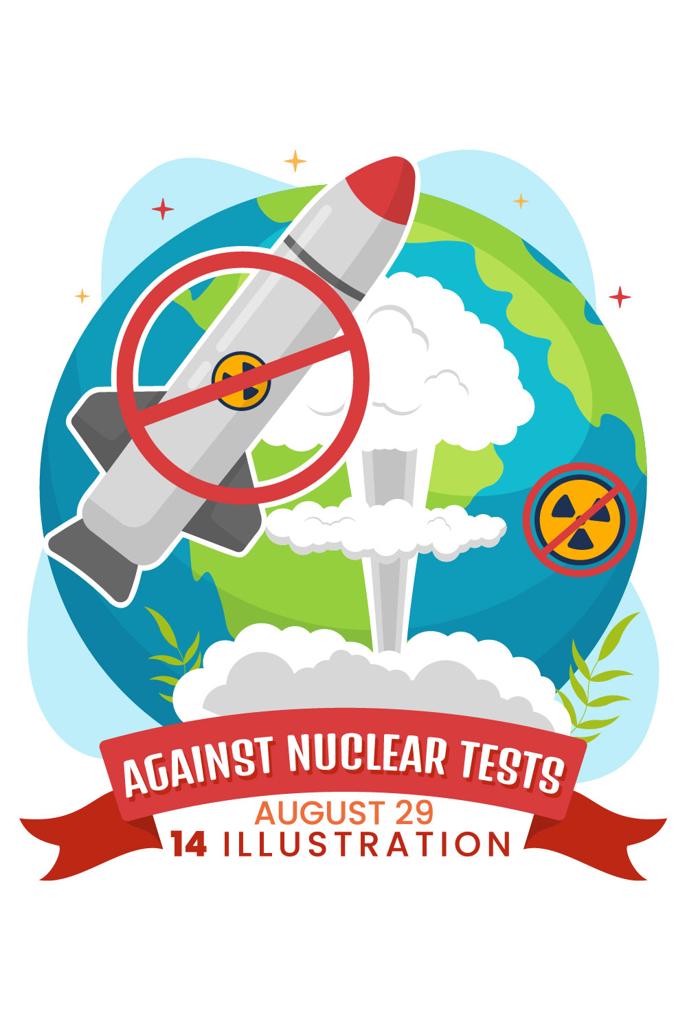 14 International Day Against Nuclear Tests Illustration pinterest preview image.