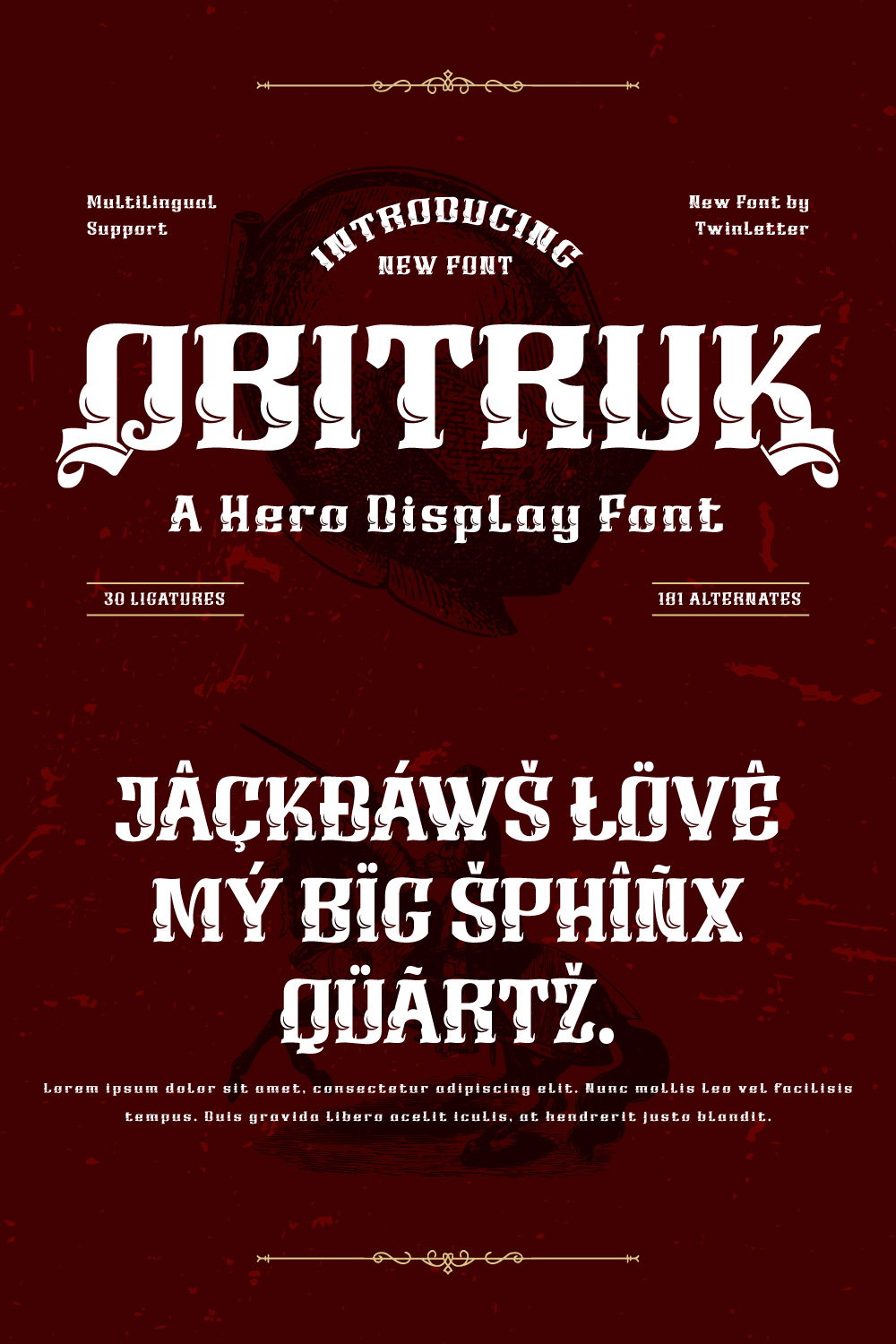 OBITRUK | Display Hero Font pinterest preview image.