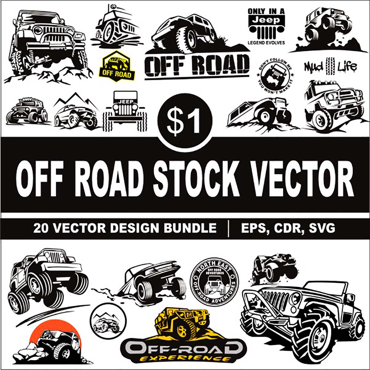 Off Road Truck Stock Vector design illustration preview image.