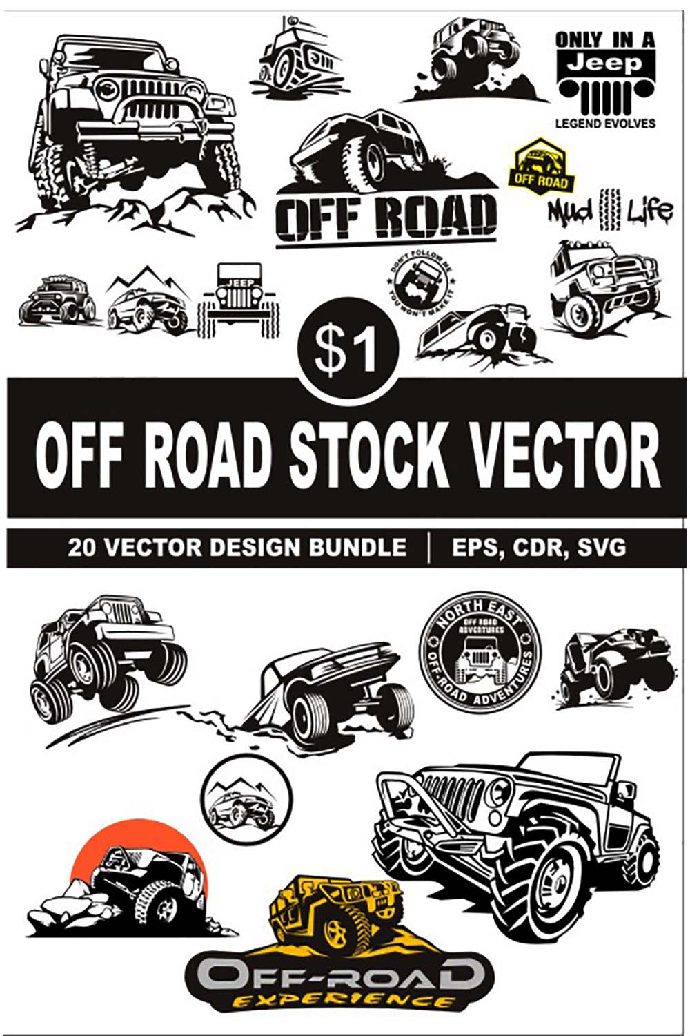 Off Road Truck Stock Vector design illustration pinterest preview image.