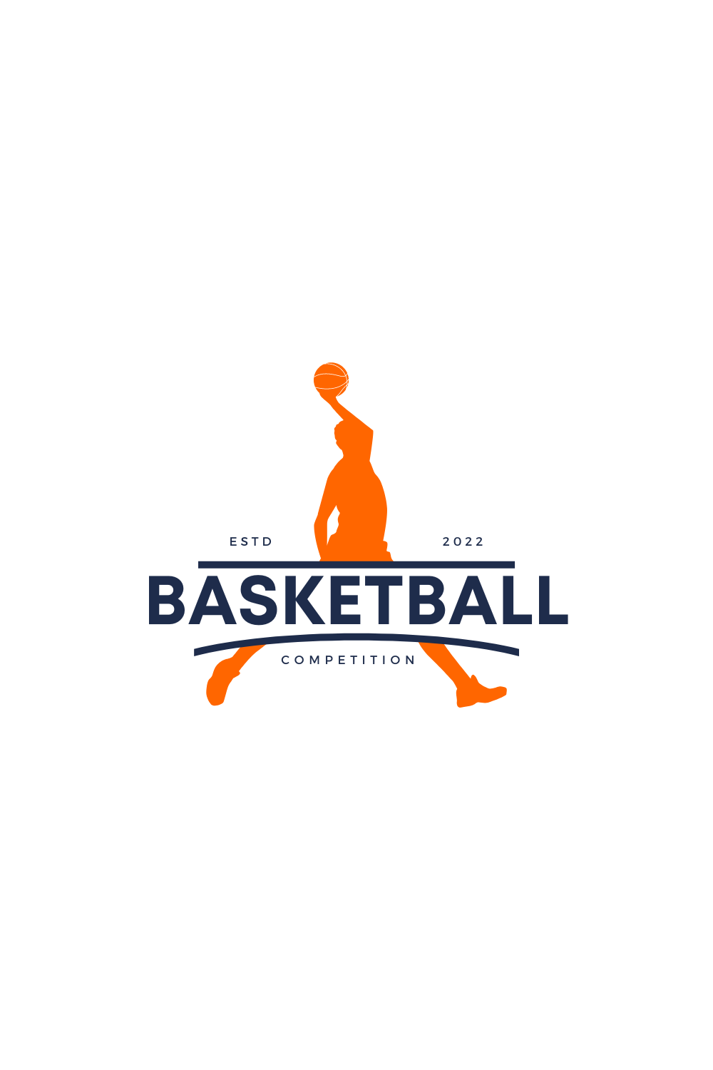 Orange Blue Minimalist Basketball Logo Design Template pinterest preview image.