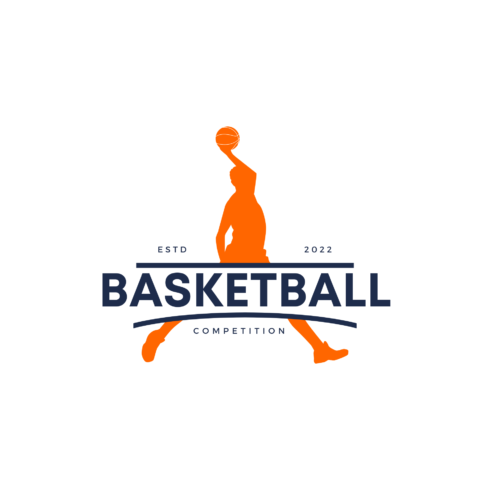 Orange Blue Minimalist Basketball Logo Design Template cover image.