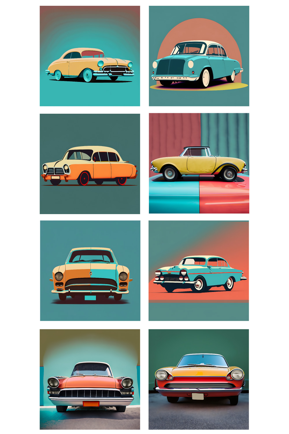 08pcs Premium Car flyer, poster Vectors and Illustrations Design- only in $4 pinterest preview image.
