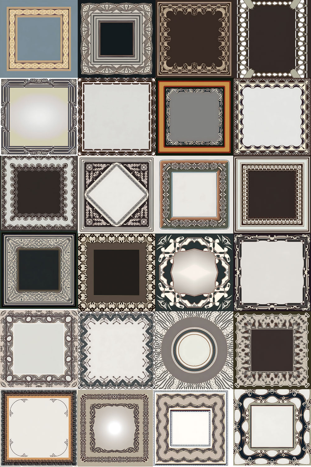 25pcs Retro Decorative Wall Frame Design and Background Template- only in $5 pinterest preview image.