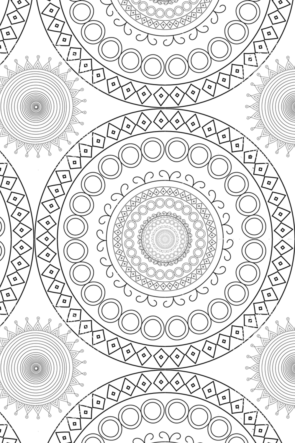 Mandala design black and white texture pinterest preview image.