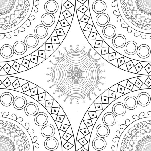 Mandala design black and white texture cover image.