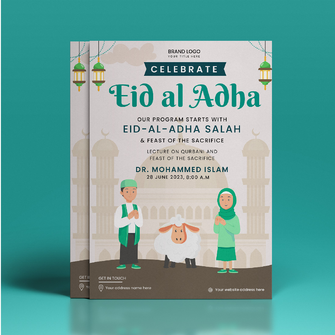 eid ul adha flyer poster, Free vector preview image.