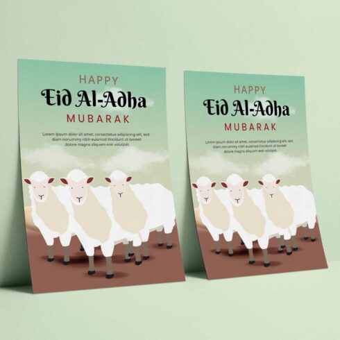 Eid Al Adha flyer Poster, Free vector cover image.