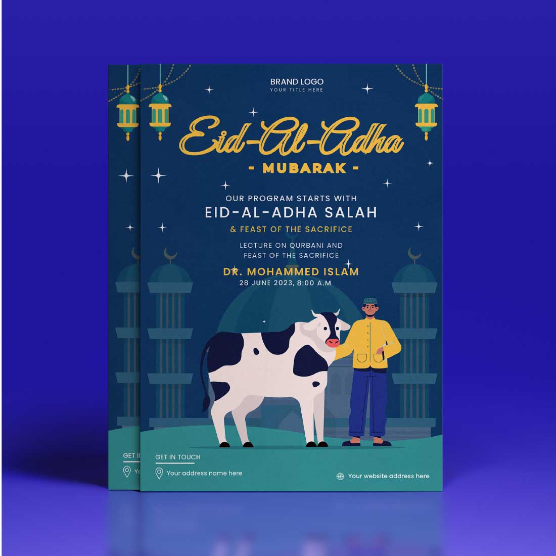 Free vector eid ul adha flyer poster cover image.