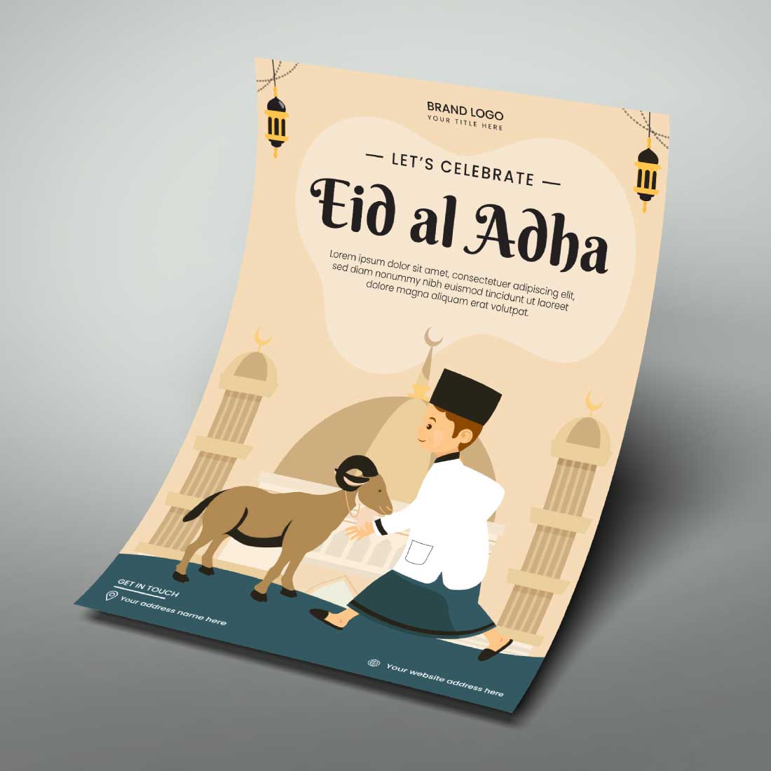 eid ul adha flyer poster, Free vector cover image.