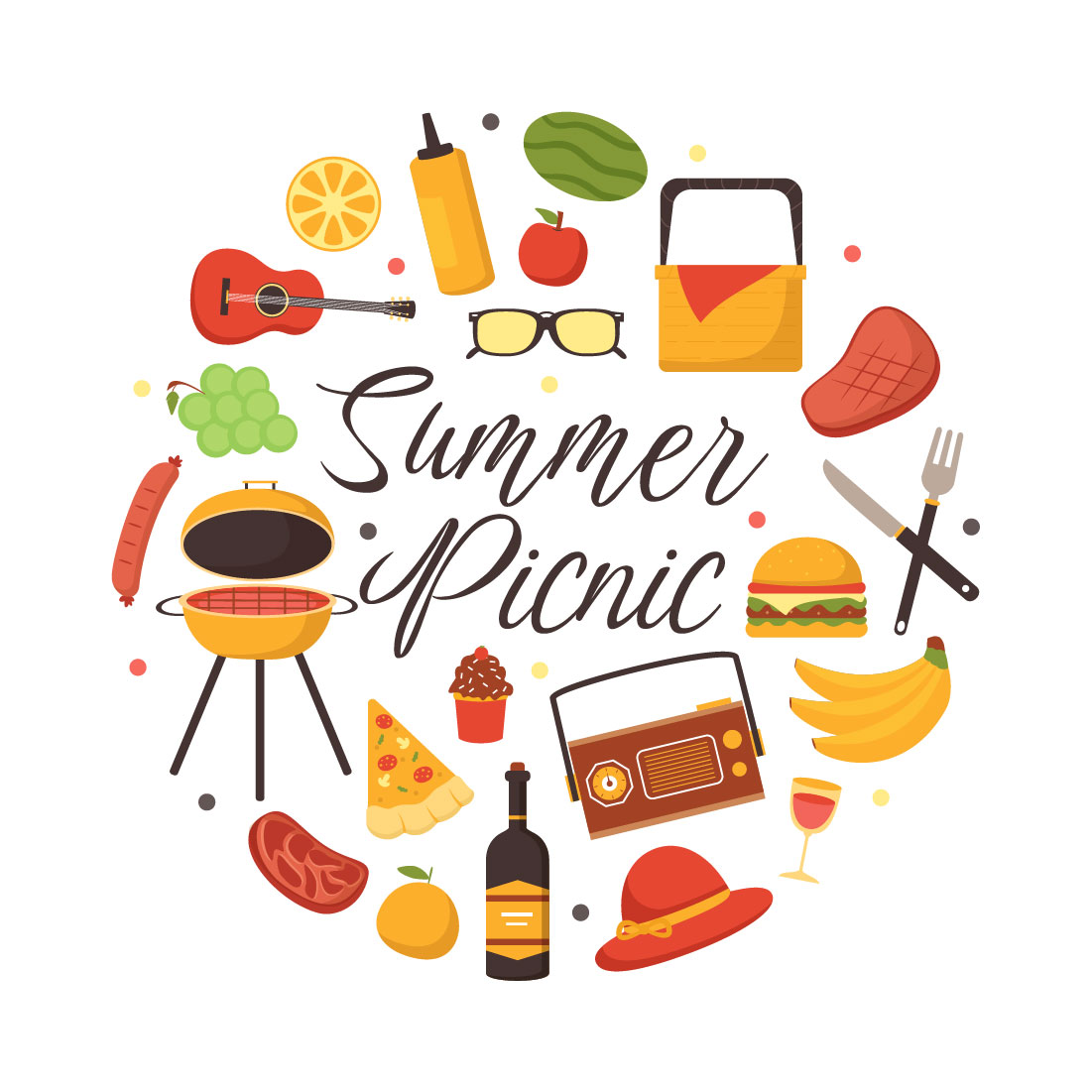 15 Summer Holiday Picnic Illustration preview image.