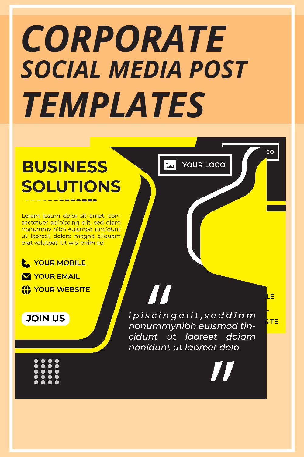 Business solution agency social media post templates pinterest preview image.