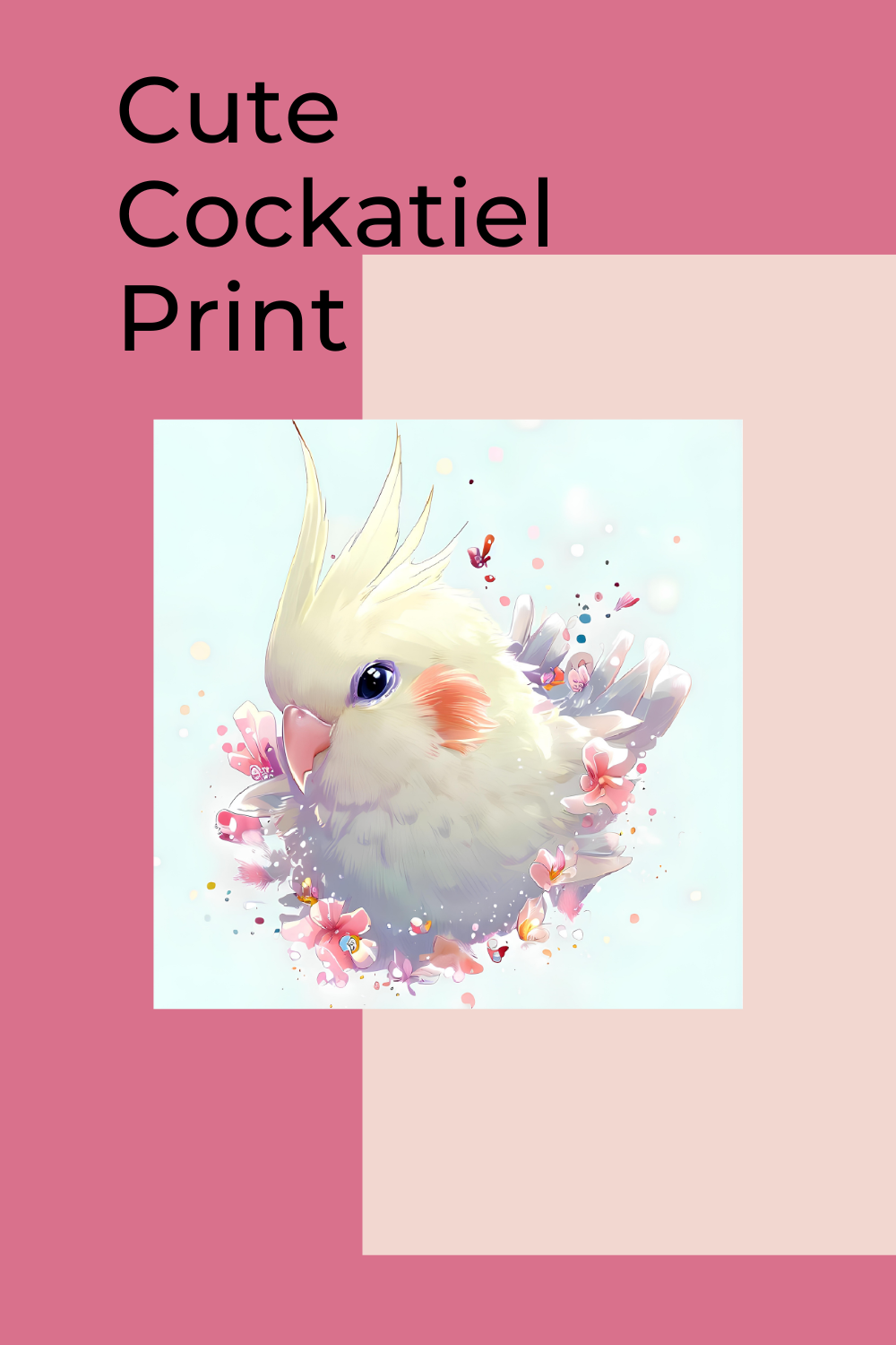 Cute Cockatiel Print pinterest preview image.