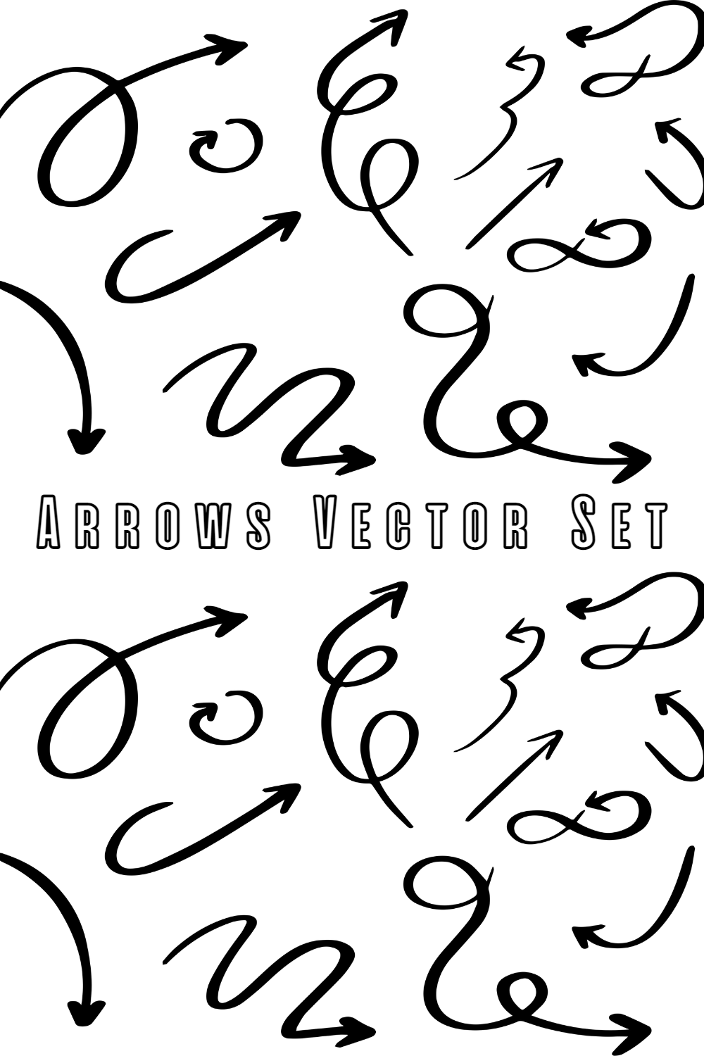 Black Curved Vector Arrows Set pinterest preview image.