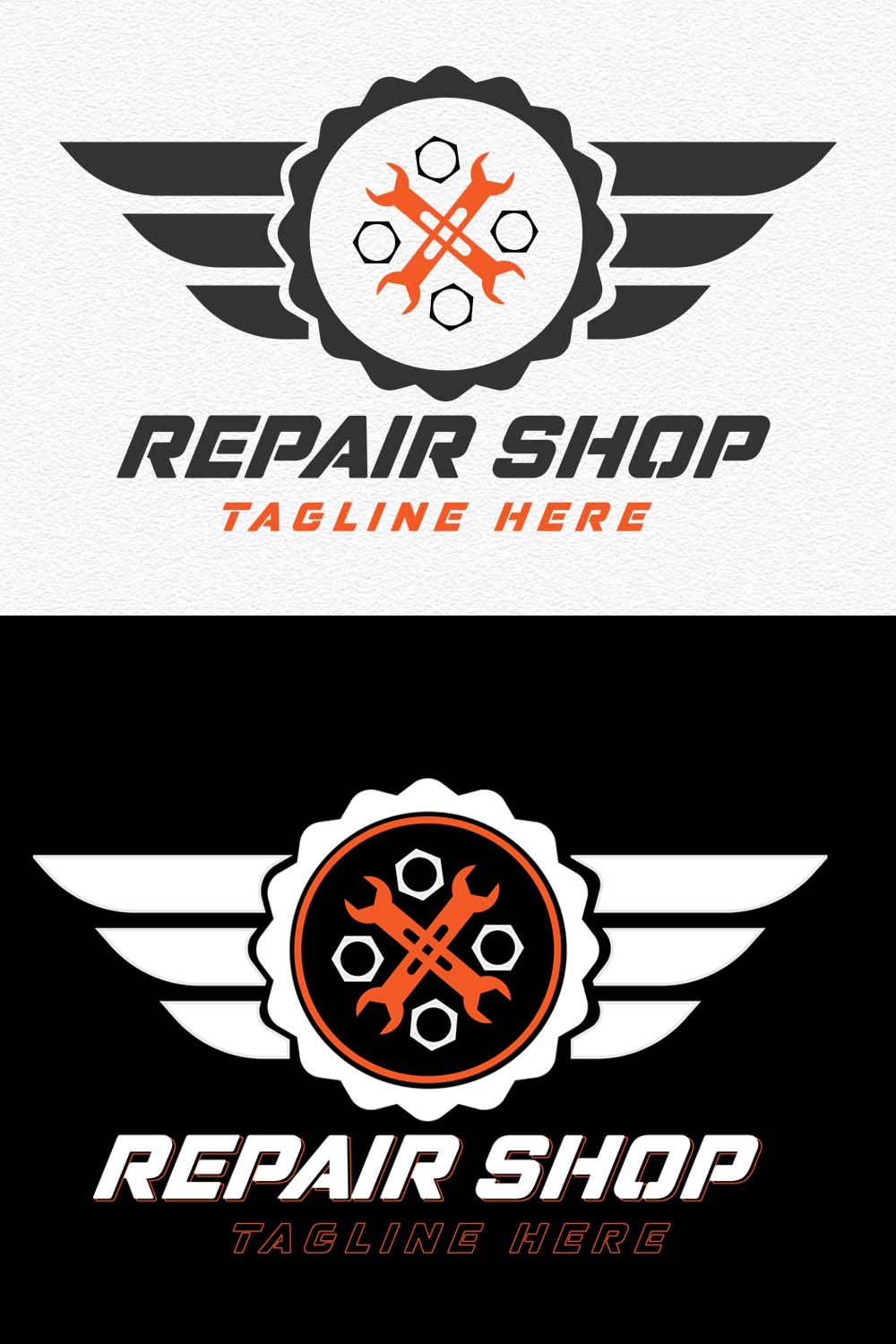 Repair shop logo can be used in 100% editable AI EPS, JPEG, PNG format pinterest preview image.