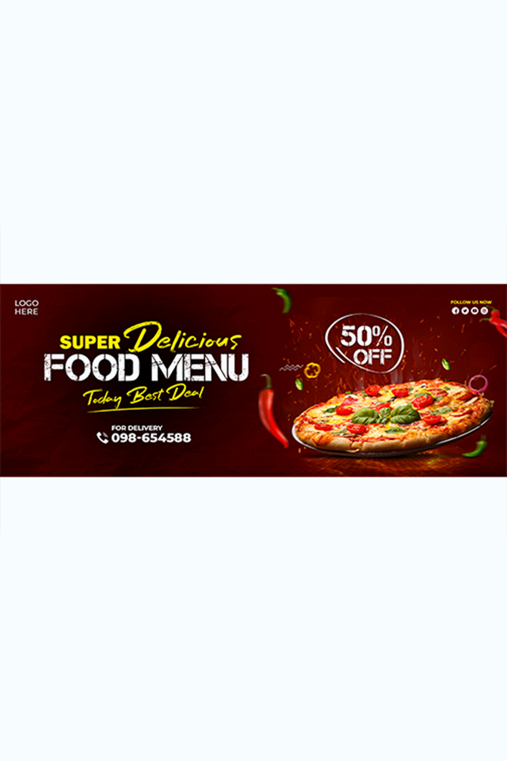 Food menu and restaurant facebook cover template pinterest preview image.