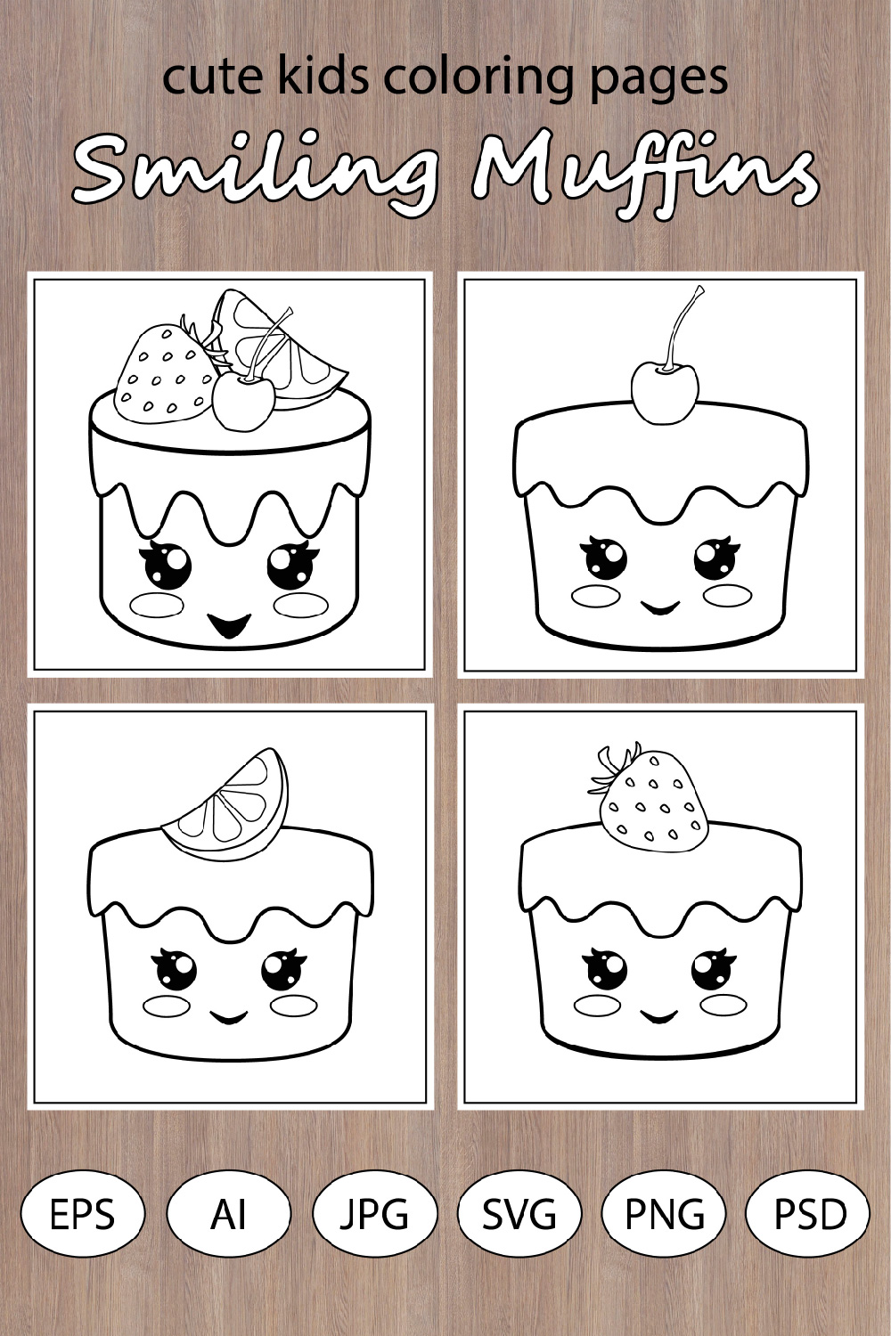 Cute Smiling Muffins - Coloring Pages pinterest preview image.