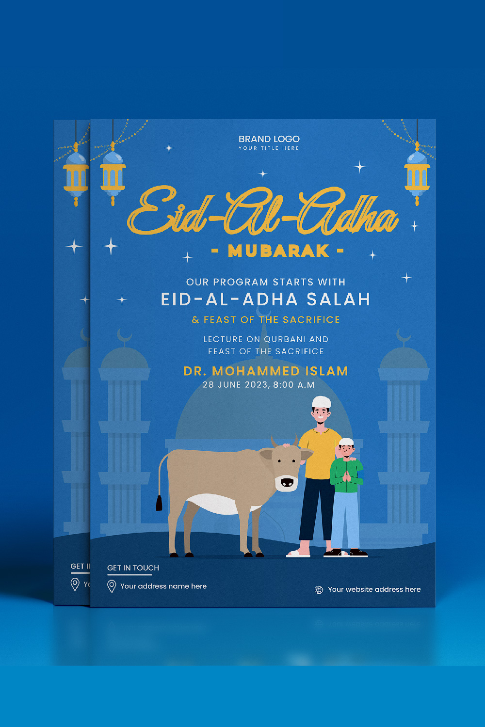 Eid Al Adha Flyer Template Banner pinterest preview image.