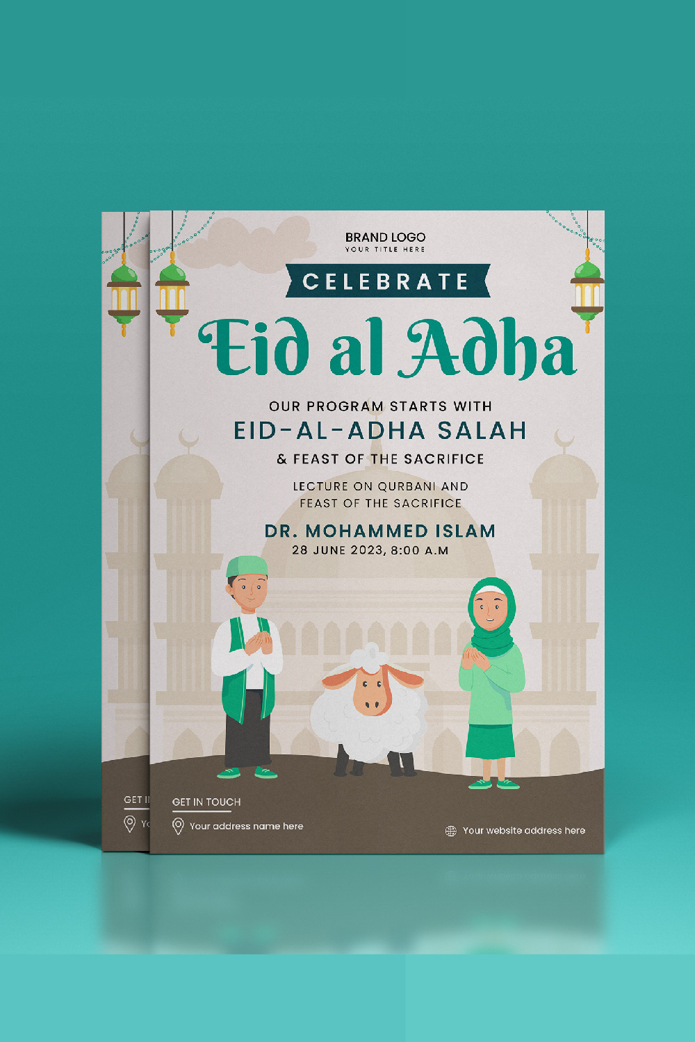 Eid Al Adha Flyer Template pinterest preview image.