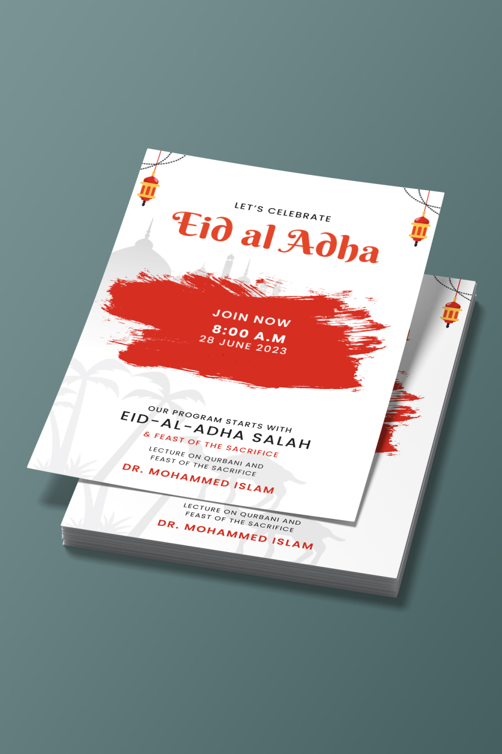 eid ul adha flyer poster, Free vector pinterest preview image.