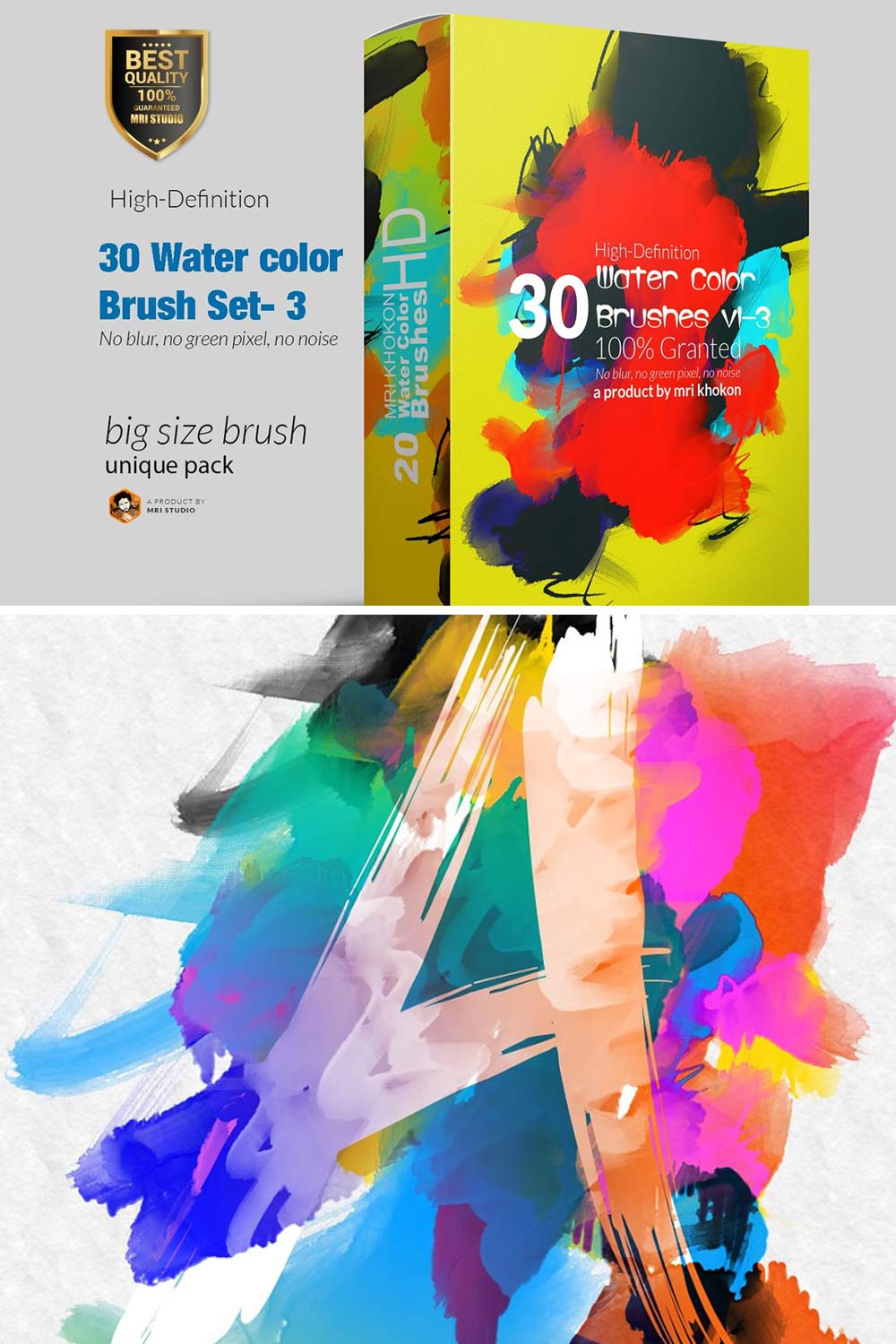 Hi-Res Water color PS Brush Set-3 pinterest preview image.