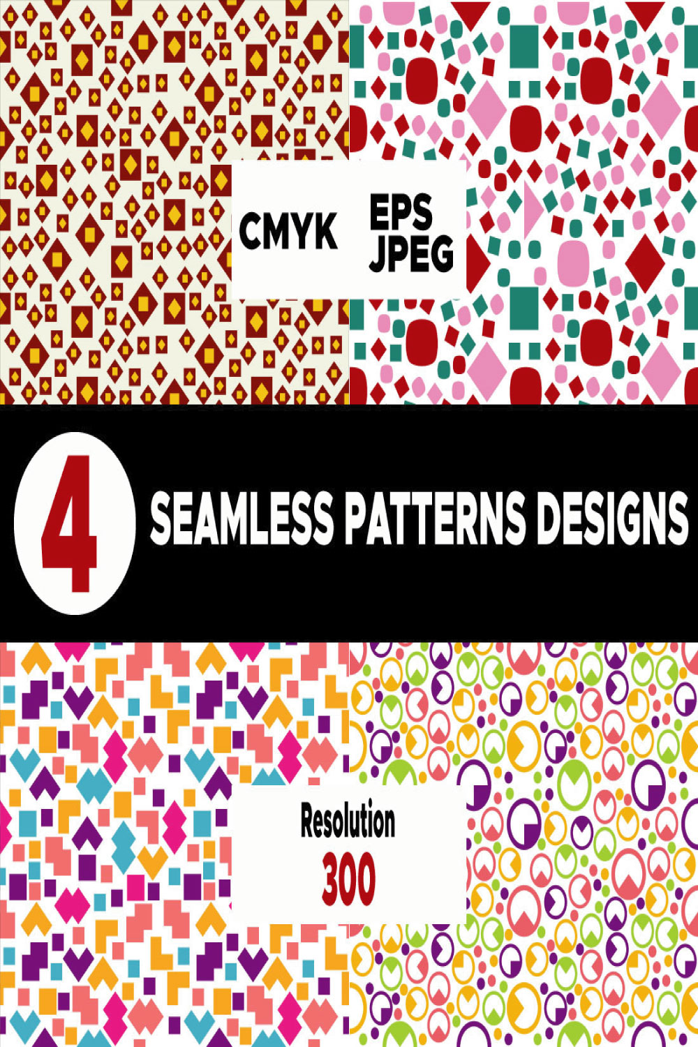 Seamless and Abstract Patterns Design Geometric Shape Pattern Bundle pinterest preview image.