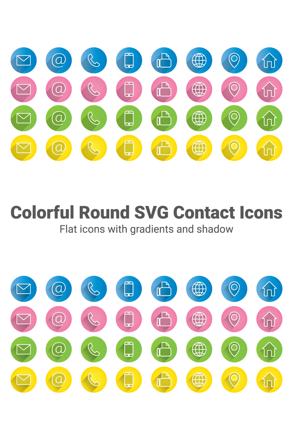 Colorful Round SVG Contact Icons pinterest preview image.